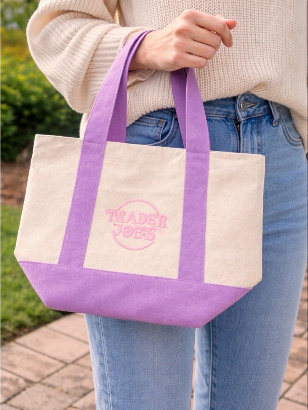 Trader Joe’s Mini Pastel Canvas Tote Bag NWT